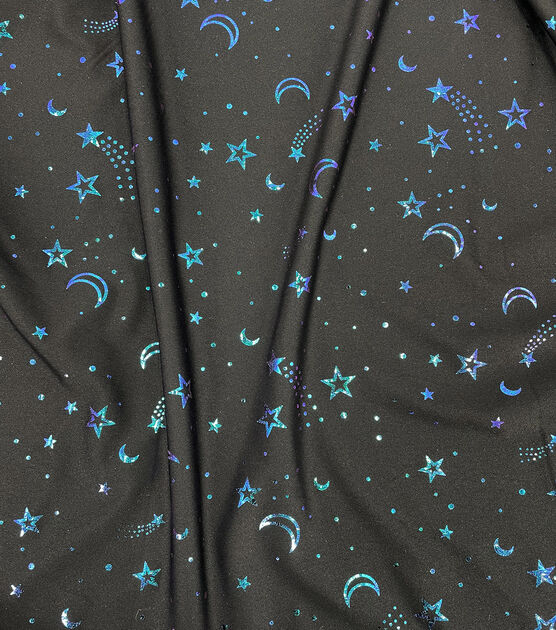 The Witching Hour Iridescent Foil Moon/Stars Poly Span Halloween Fabric, , hi-res, image 3