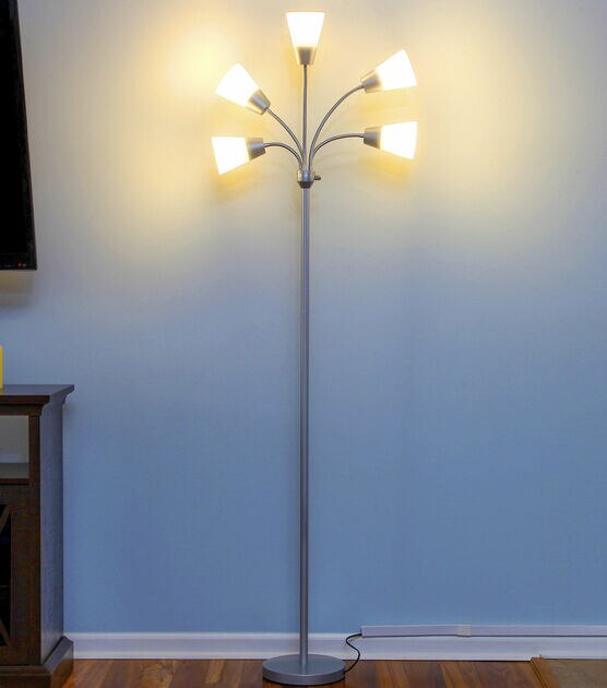 Brightech Medusa Modern LED Floor Lamp (Interchangeable Shades)- Silver, , hi-res, image 4