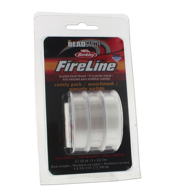 The Beadsmith Fireline by Berkley – Micro-Fused Braided Thread – 4lb. Test,  005”/.12mm Diameter, 125 Yard Spool, Crystal Color – Super Strong