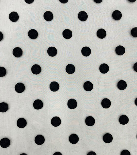 Black Flocked Dot Oragnza Fabric by Sew Sweet