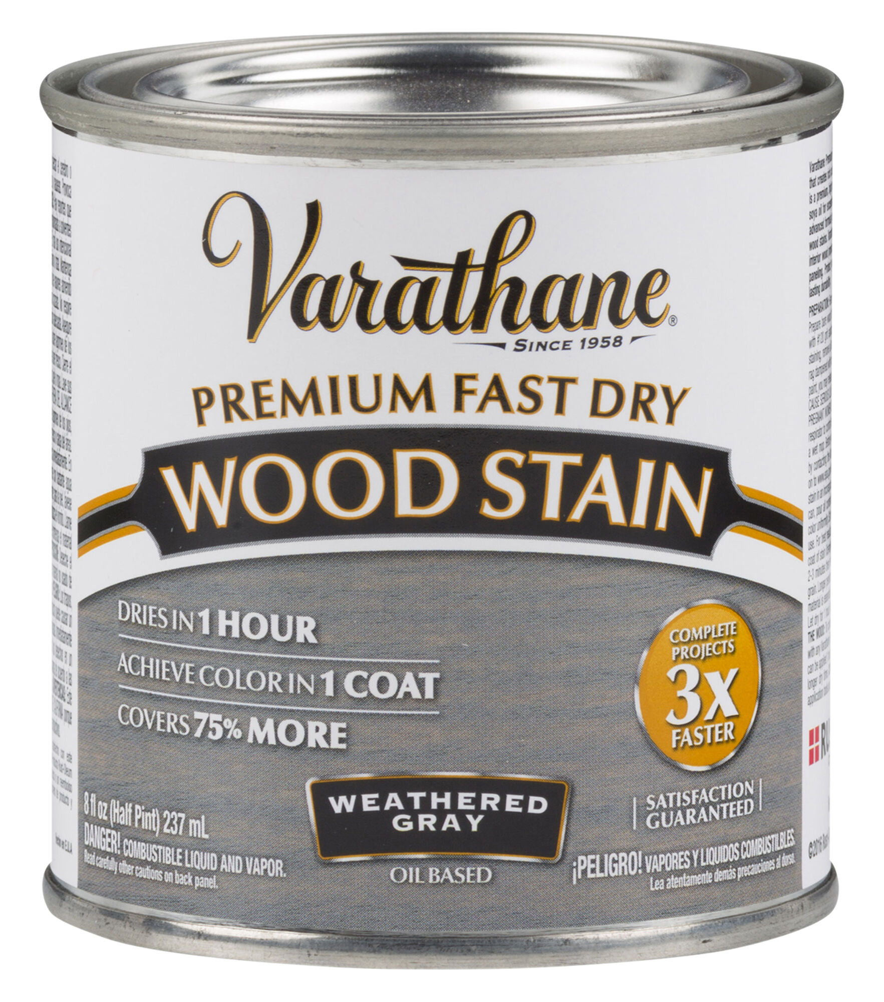 Varathane Half Pint Premium Fast Dry Wood Stain, Weathered Gray, hi-res