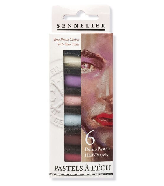 Sennelier Extra-Soft Half-Pastel 6-Stick Set, 1-1/4" x 1/2", Light Tones, , hi-res, image 1