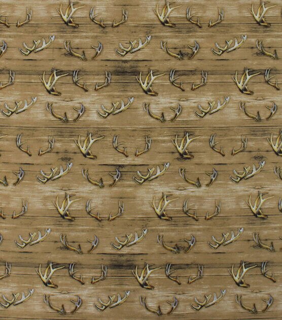 Deer Horns on Wood Super Snuggle Flannel Fabric