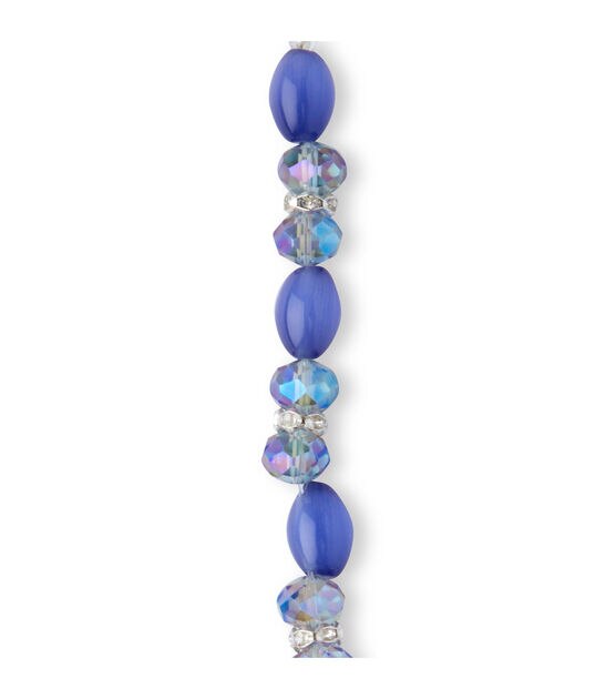 7" Purple Glass & Metal Crystal Cat's Eye Bead Strand by hildie & jo, , hi-res, image 3