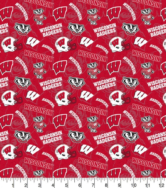 University of Wisconsin Badgers Cotton Fabric Tone on Tone