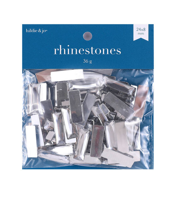 24mm Rectangle Plastic Crystal Flat Back Rhinestones 75pk by hildie & jo