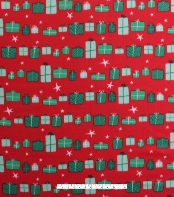 Presents on Red Blizzard Fleece Fabric, , hi-res, image 2