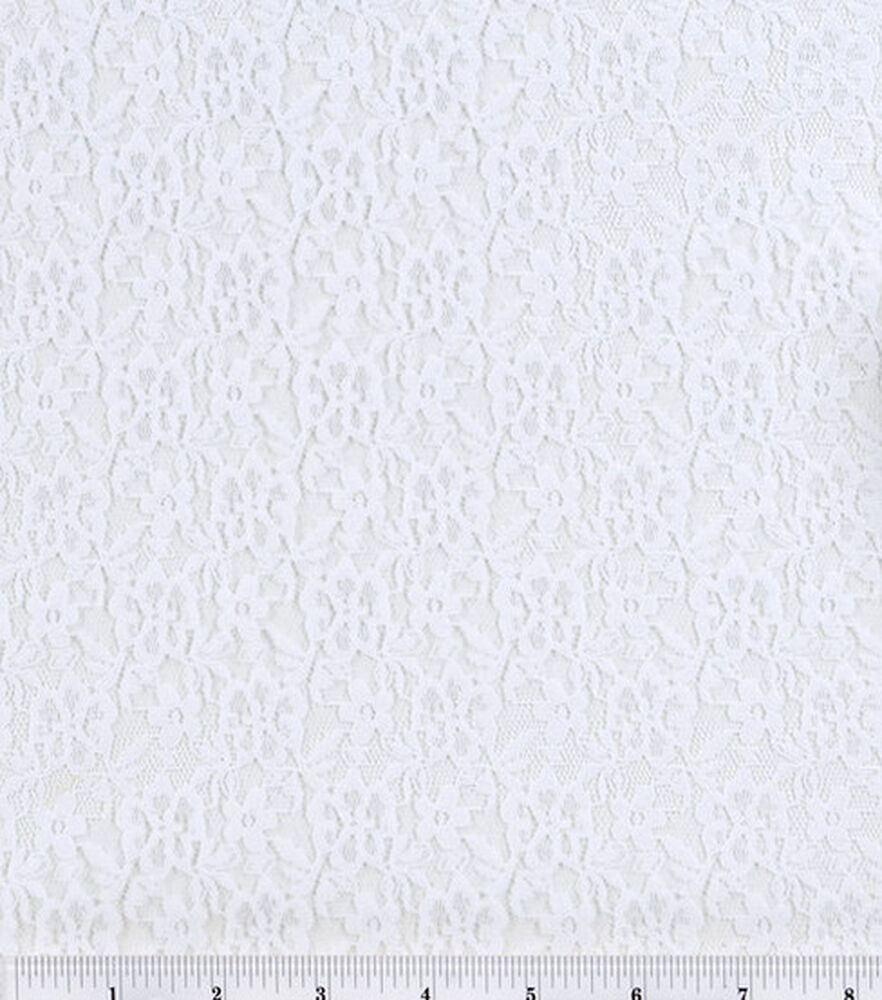 Lace Fabric by Glitterbug, White, swatch
