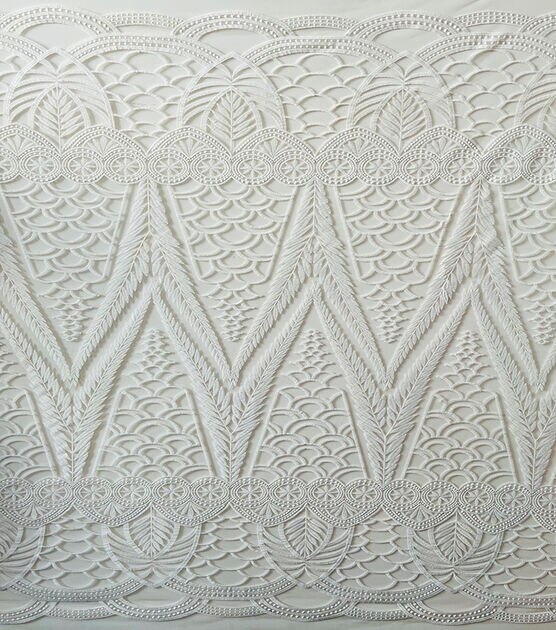 Bridal Large Scallop On Illusion Mesh Fabric, , hi-res, image 1