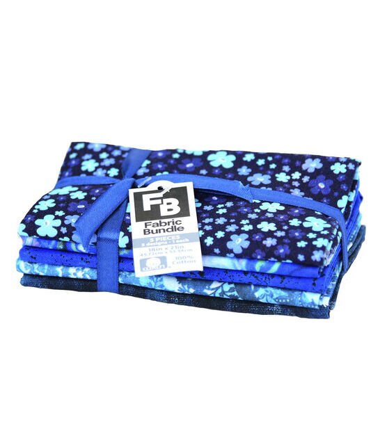 18" x 21" Blue Geometric 2 Cotton Fabric Quarters 5ct by Keepsake Calico