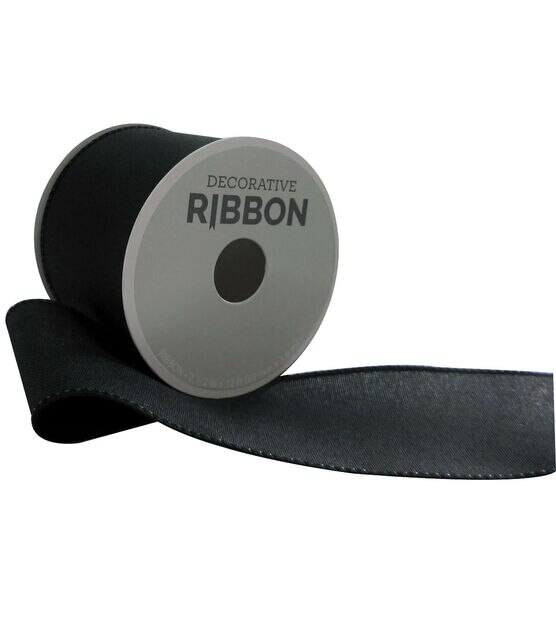 2.5''x12' Linen Ribbon Solid Black - Ribbon & Deco Mesh - Crafts & Hobbies
