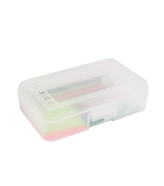 Advantus 8.5" x 4" Clear Plastic Pencil Box, , hi-res, image 6