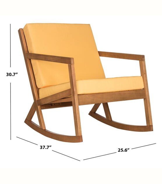 Safavieh 26" x 38" Natural & Yellow Vernon Outdoor Rocking Chair, , hi-res, image 4