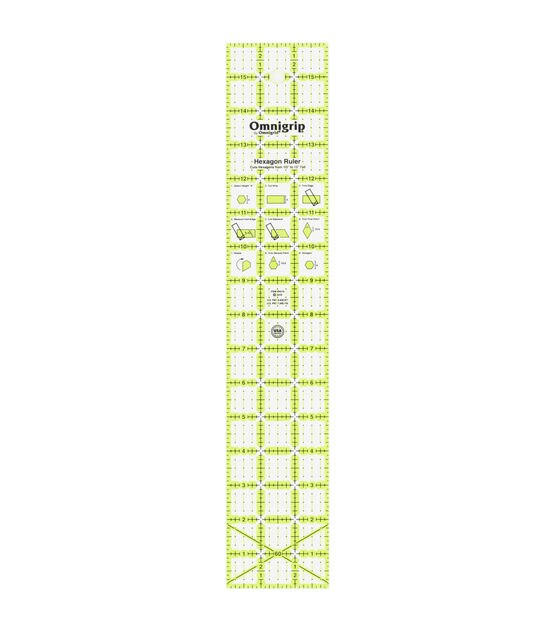 Omnigrip Hexagon Ruler, 3" x 16"