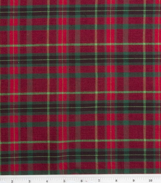 Homespun Cotton Fabric  Red & Green Plaid