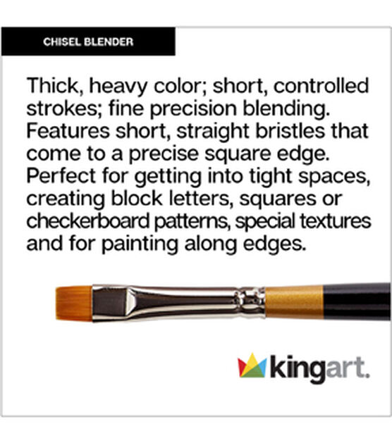 Kingart Original Gold 9450 Chisel Blender Series Artist Brush Size 12, , hi-res, image 1