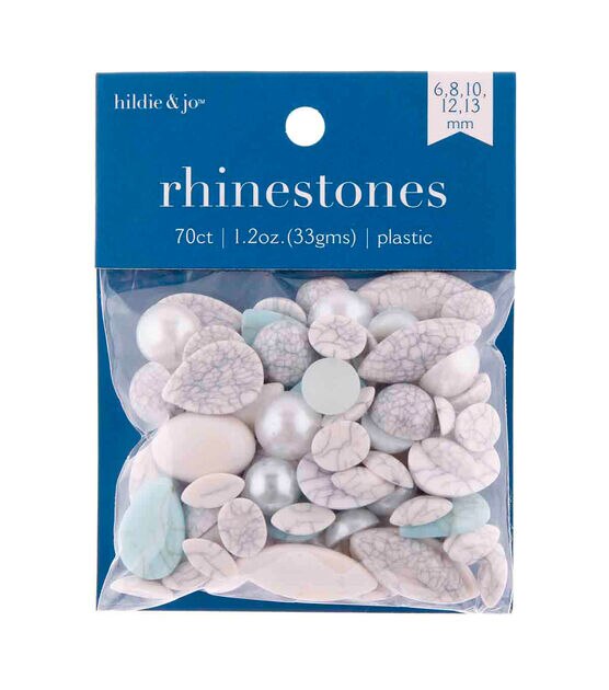 1.2oz Marble Pattern Plastic Flat Back Rhinestones 70ct by hildie & jo