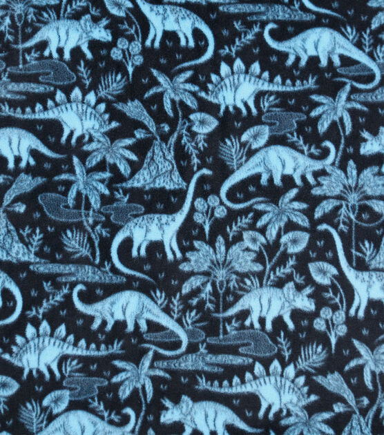 Blue Dino Scenic Anti Pill Fleece Fabric