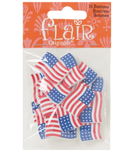 Flair Originals 1" Red & White American Flag Shank Buttons 16pk