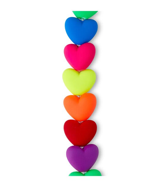 7" Rainbow Heart Plastic Strung Bead Strand by hildie & jo, , hi-res, image 3