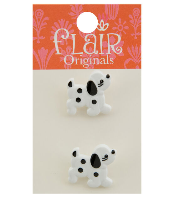 Flair Originals 1" Black & White Dog Buttons 2pk
