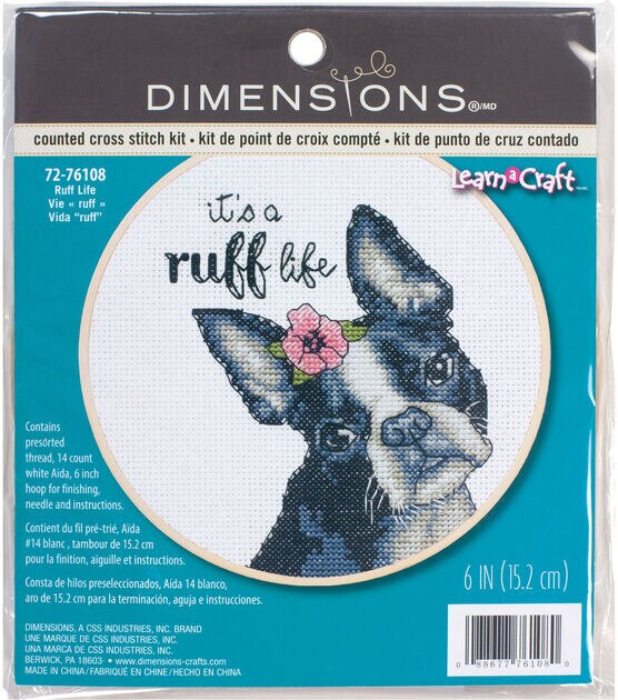 Dimensions 6" It's a Ruff Life Counted Cross Stitch Kit, , hi-res, image 2