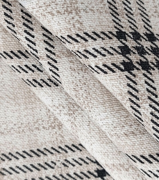 Cream Plaid Cotton Canvas Fabric, , hi-res, image 2