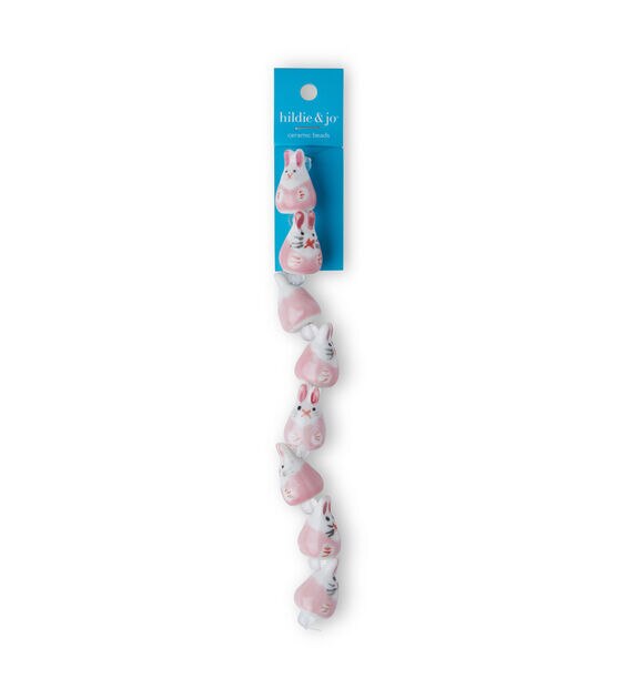 7" Pink Ceramic Bunny Beads by hildie & jo