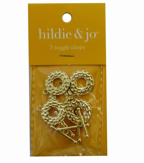 5pk Gold Round Hammered Metal Toggle Clasps by hildie & jo