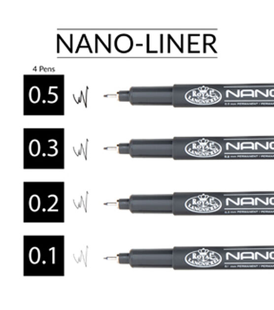 Royal Langnickel 4pk Variety Black Nano Liners, , hi-res, image 3