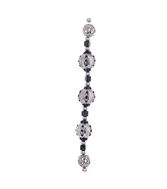 7" Silver & Black Metal Strung Beads by hildie & jo, , hi-res, image 3
