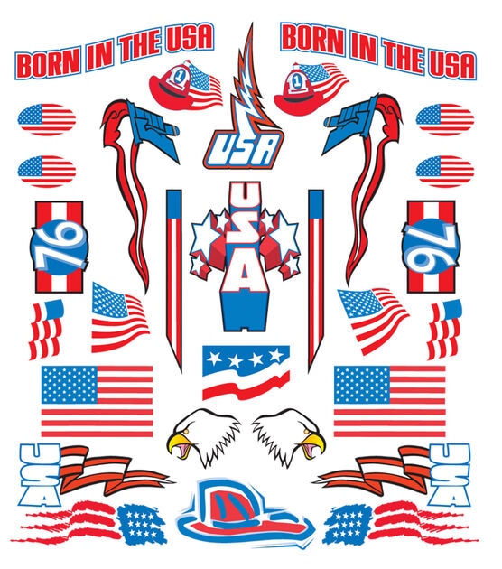 PineCar 4" x 5" Born in the USA Dry Transfer Decals, , hi-res, image 2