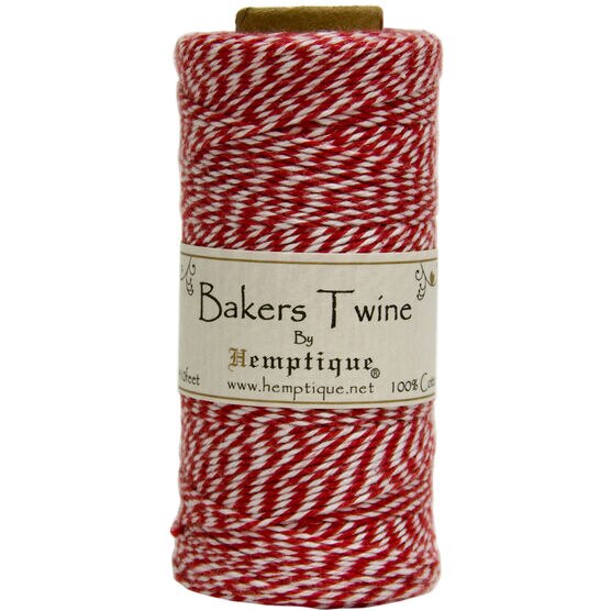 Hemptique Cotton Bakers Twine Spool 2 Ply 410 Feet/Pkg-Red/White