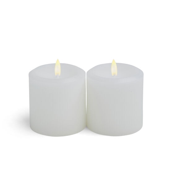 3" x 3" White Unscented Pillar Candles 2pk by Hudson 43, , hi-res, image 3