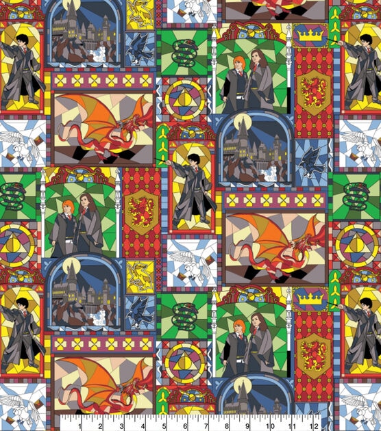 Harry Potter Cotton Fabric  Stained Glass Windows