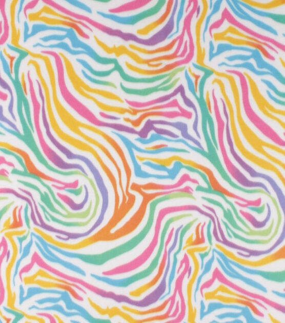 Rainbow Zebra Blizzard Fleece Fabric