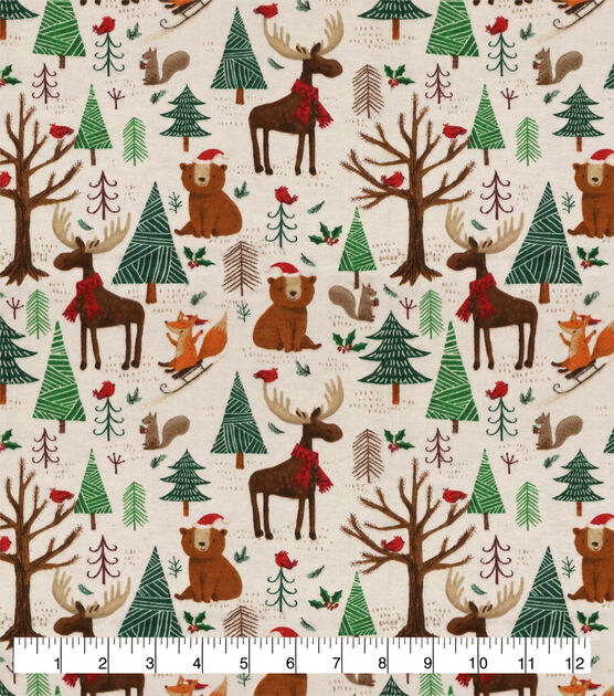 Forest Christmas Animals Super Snuggle Flannel Fabric