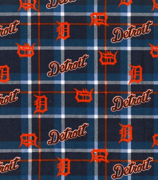 Fabric Traditions Detroit Tigers Flannel Fabric Plaid