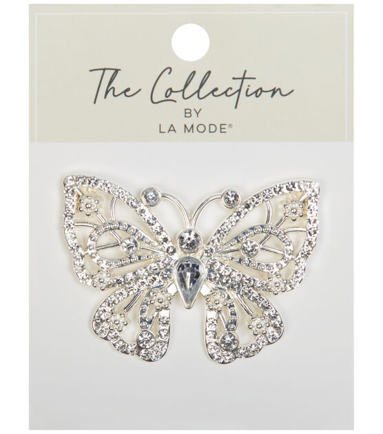 La Mode 2 1/4" Rhinestone Butterfly Shank Button