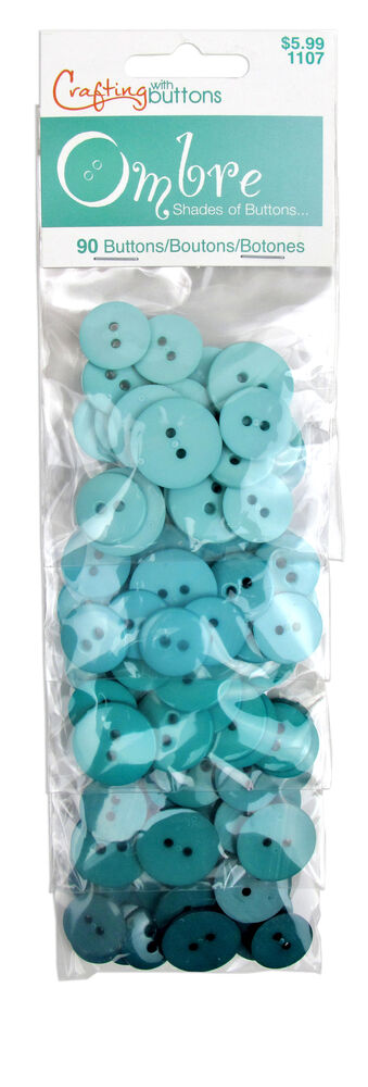 Blumenthal Lansing 90ct Ombre Assorted Round 2 Hole Buttons, Ombre Turquoise, swatch
