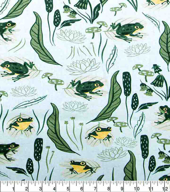 Frogs On Lilly Pads Novelty Cotton Fabric, , hi-res, image 2