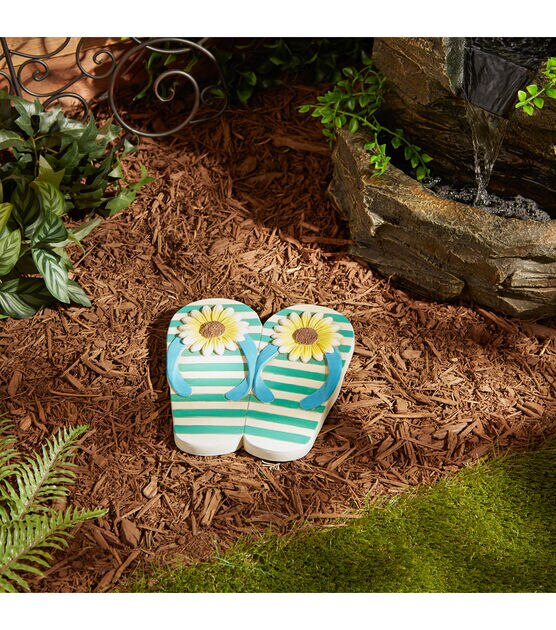 Zingz & Thingz Sunflower Stripe Flip Flop Stepping Stone, , hi-res, image 4