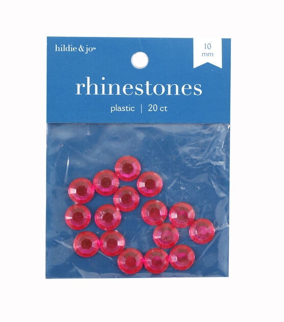 10mm Pink Round Plastic Rhinestones 20pk by hildie & jo