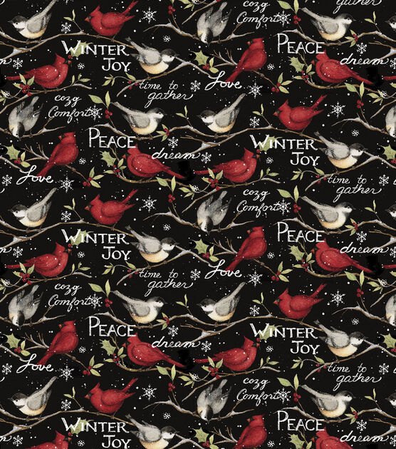 Springs Creative Winter Birds & Words Christmas Cotton Fabric, , hi-res, image 2