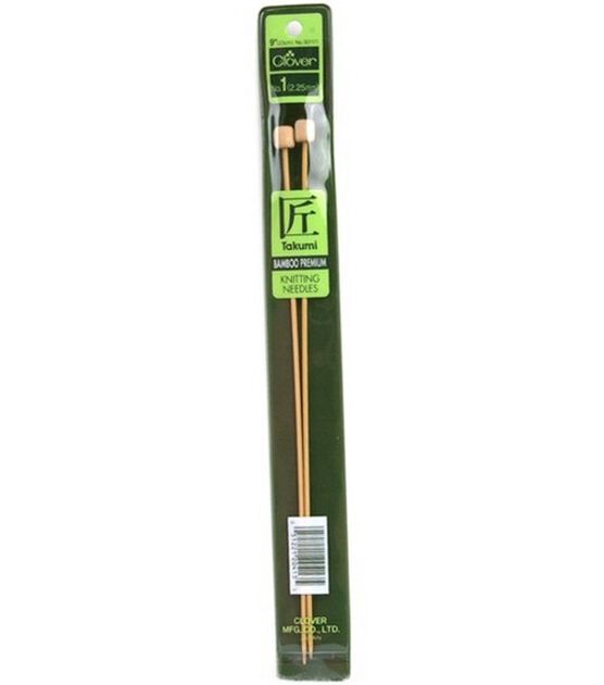 Clover 9" Size 1 Bamboo Single Point Knitting Needle Set