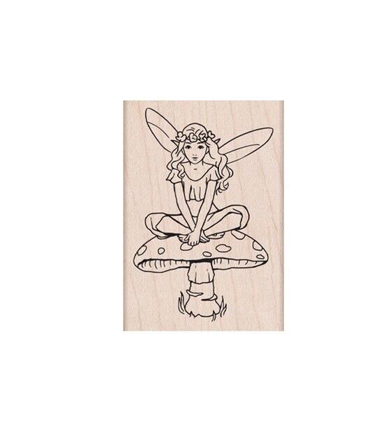 Hero Arts Mounted Rubber Stamp Fairy on Mushroom