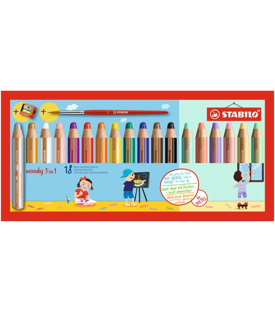 STABILO woody 3 in 1 Set 18-Color Set with Sharpener, , hi-res, image 1