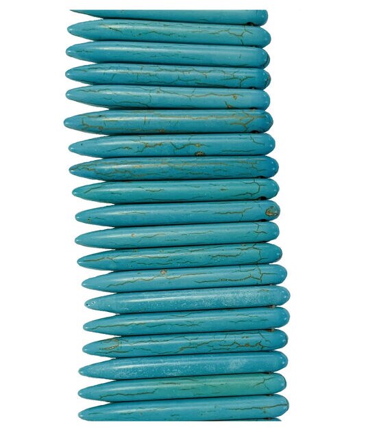 7" Turquoise Narrow Pointed Imitation Stone Strung Beads by hildie & jo, , hi-res, image 2