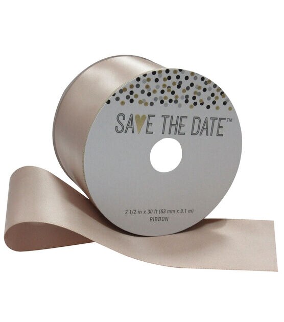 Save the Date 2.5'' X 30' Ribbon Nude Satin