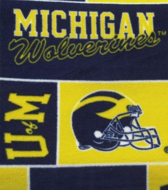 University of Michigan Wolverines Fleece Fabric Block